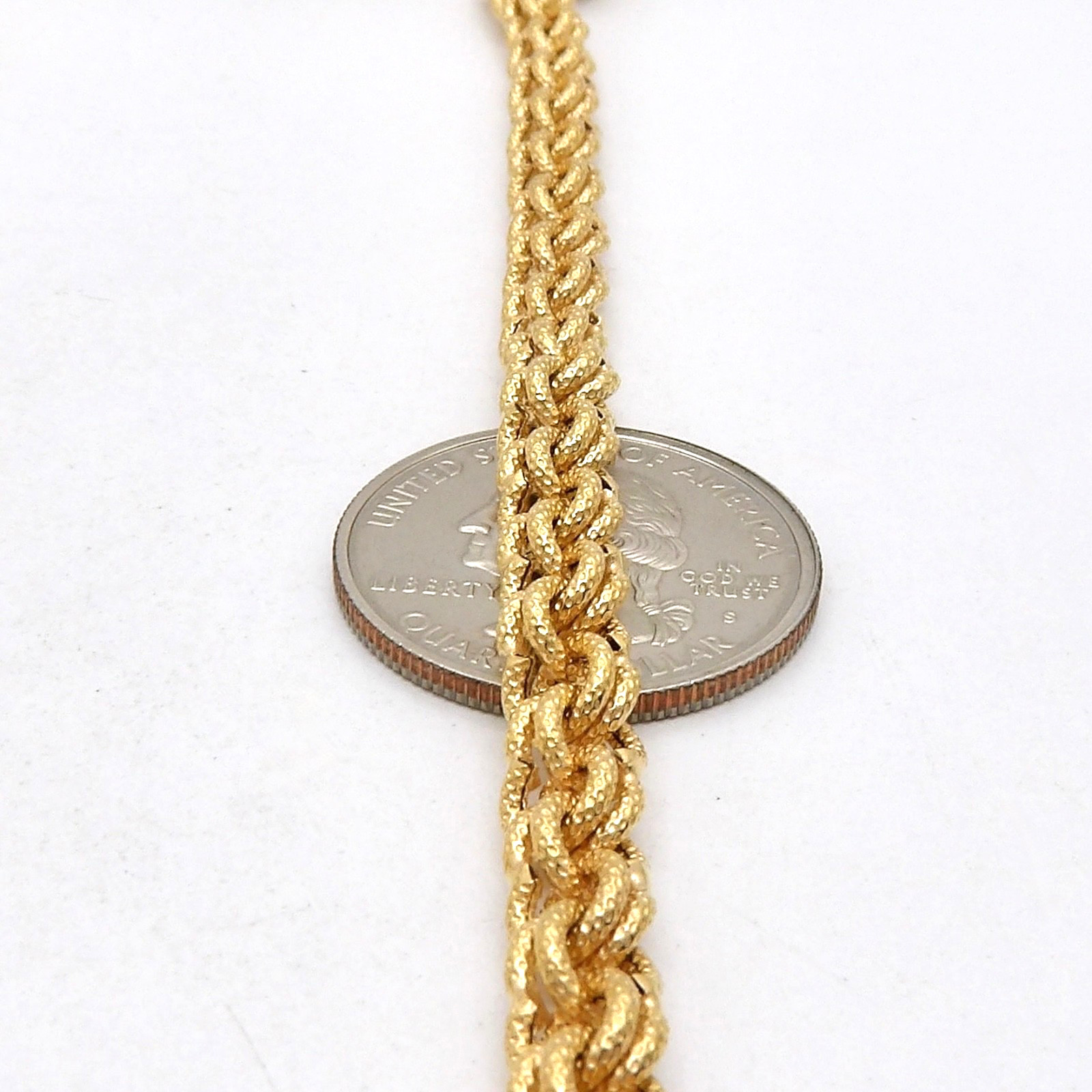 Solid 18k Gold Textured Chino Double Link Chain Necklace 20.5in 750 Italy 6mm