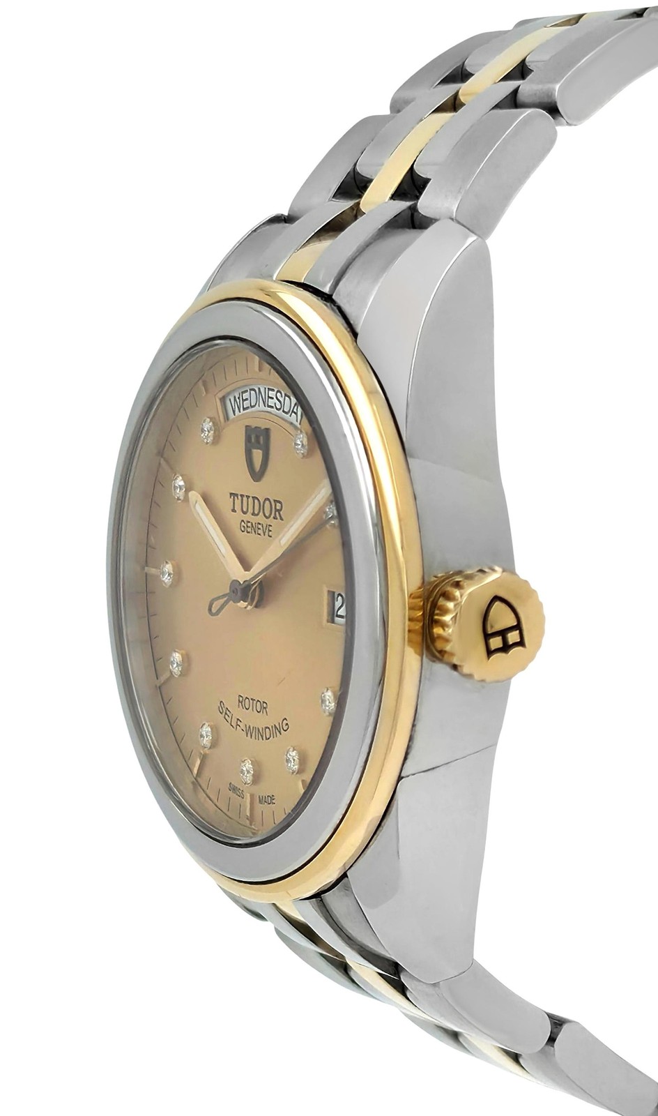 Tudor Glamour Day Date M56003-0005 Champagne Diamond Dial Gold Steel 39MM Men’s