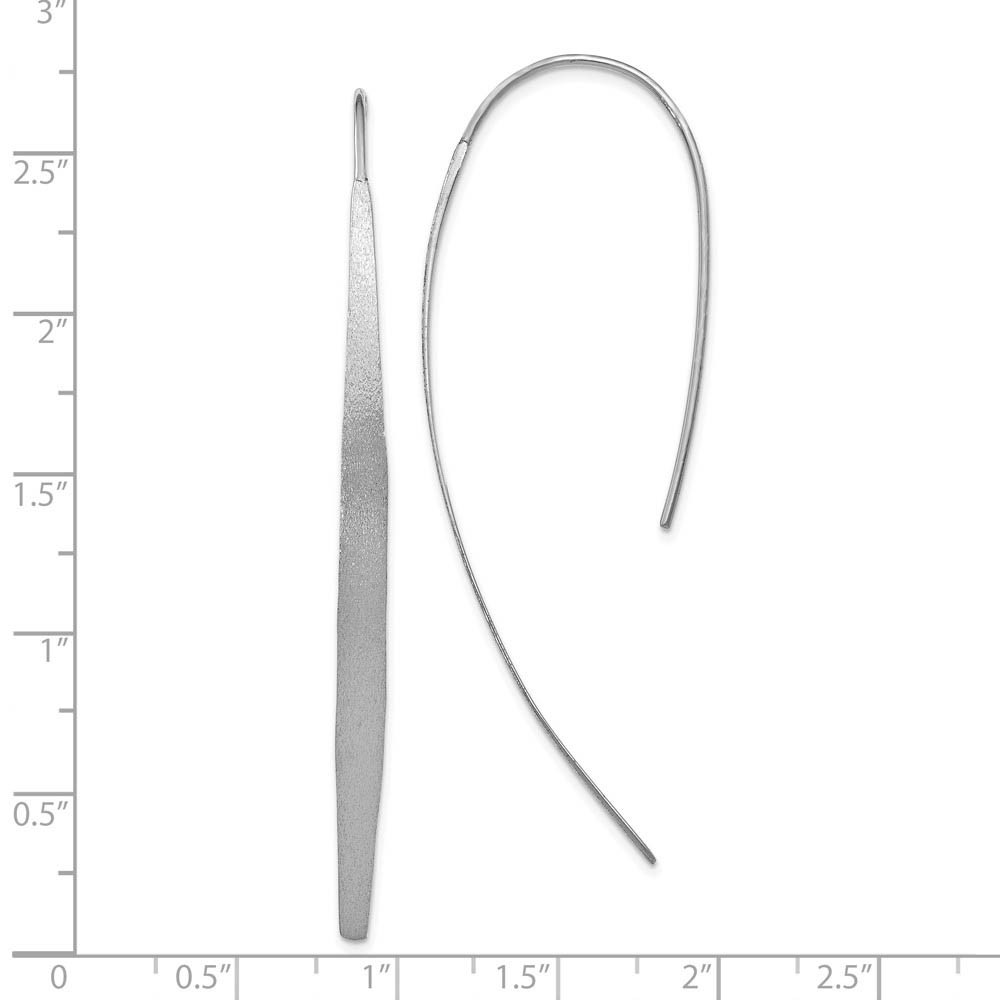 Brushed Curved Bar Threader Earrings in Silver, 55mm (2 1/8 in)