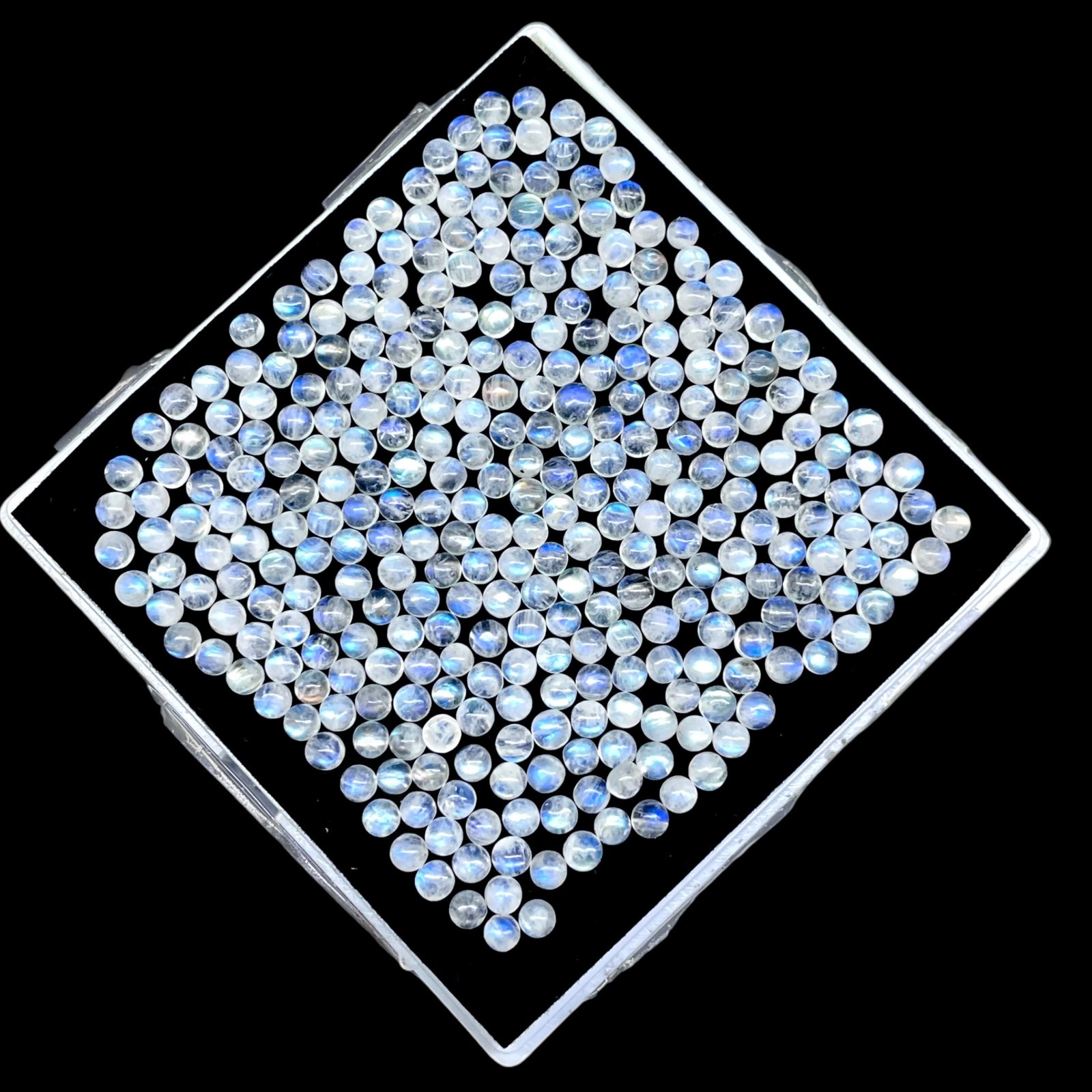 200 Pcs Natural Rainbow Blue Moonstone 4mm Round Loose Cabochon Gemstones Lot
