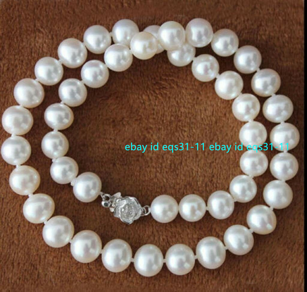 Natural 8-9mm White Freshwater South Sea Pearl Necklace 16/18/20/22/24/28/36″