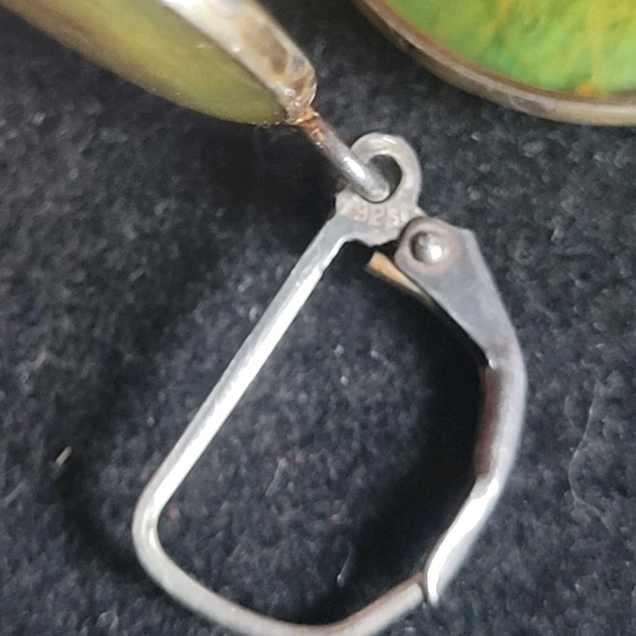Beautiful Vintage Sterling Earrings Dried Flowers in Resin with french hook