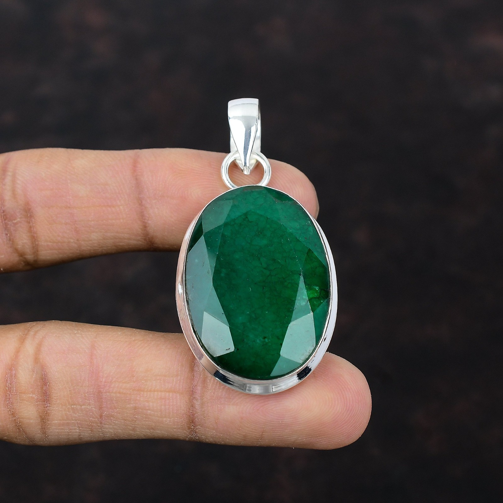 New Year Sale Natural Zambian Emrald Sterling Silver Daughter Pendant Jewelry