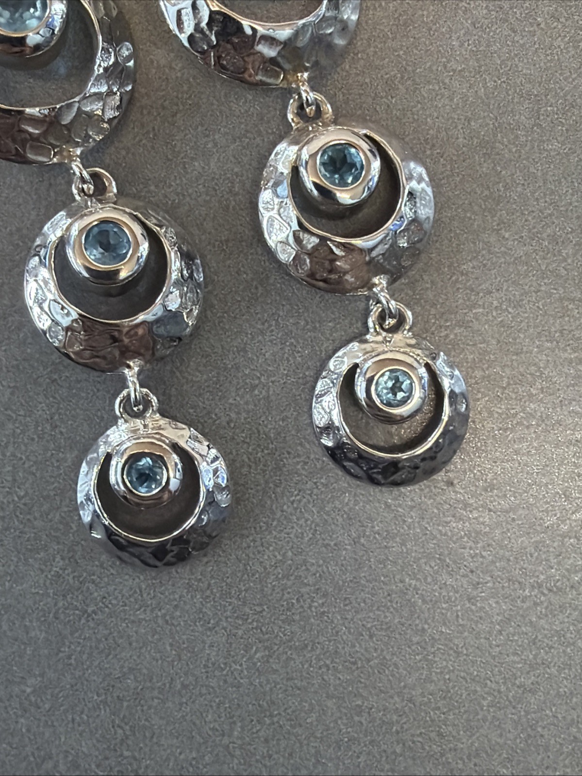 Round Blue Topaz 925 Sterling Silver Dangle Earrings D114