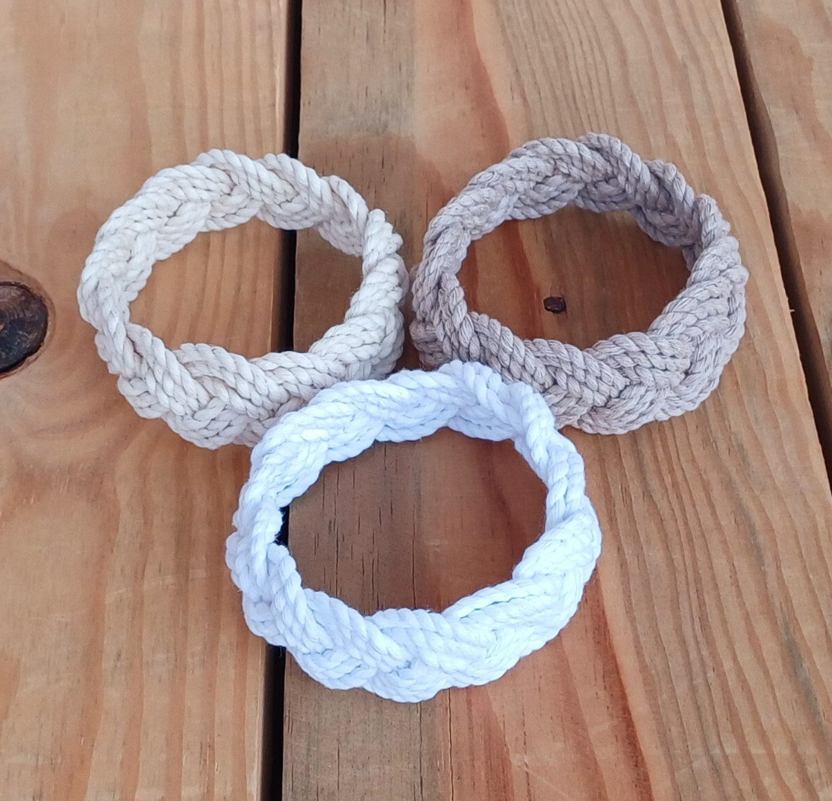 Sailor Knot Rope Bracelet Turks Head White Braided Nautical Beach Cord Bracelets