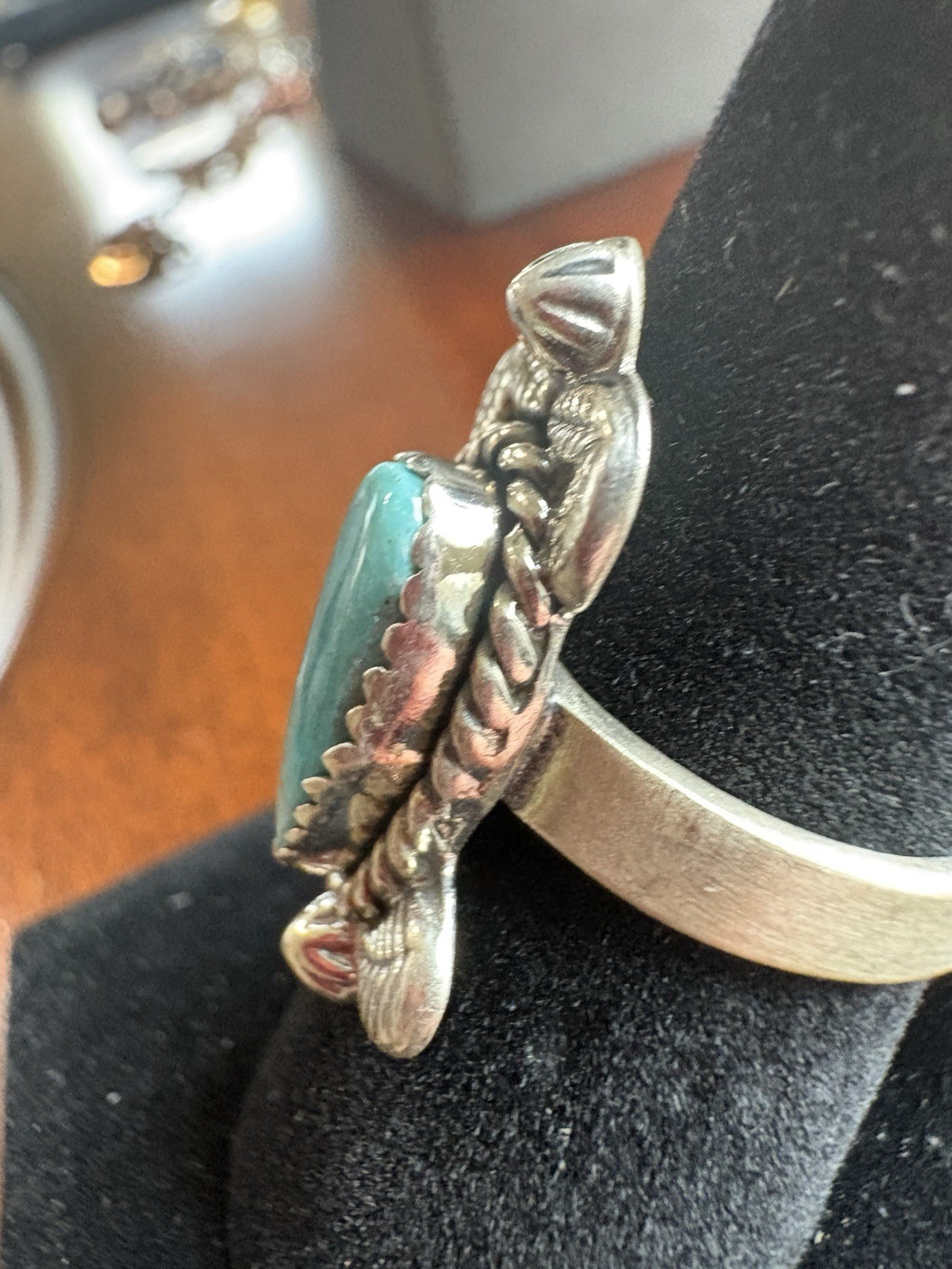 Stunning White Water Turquoise Ring Size 7-9 Adjustable- 925 Sterling Silver