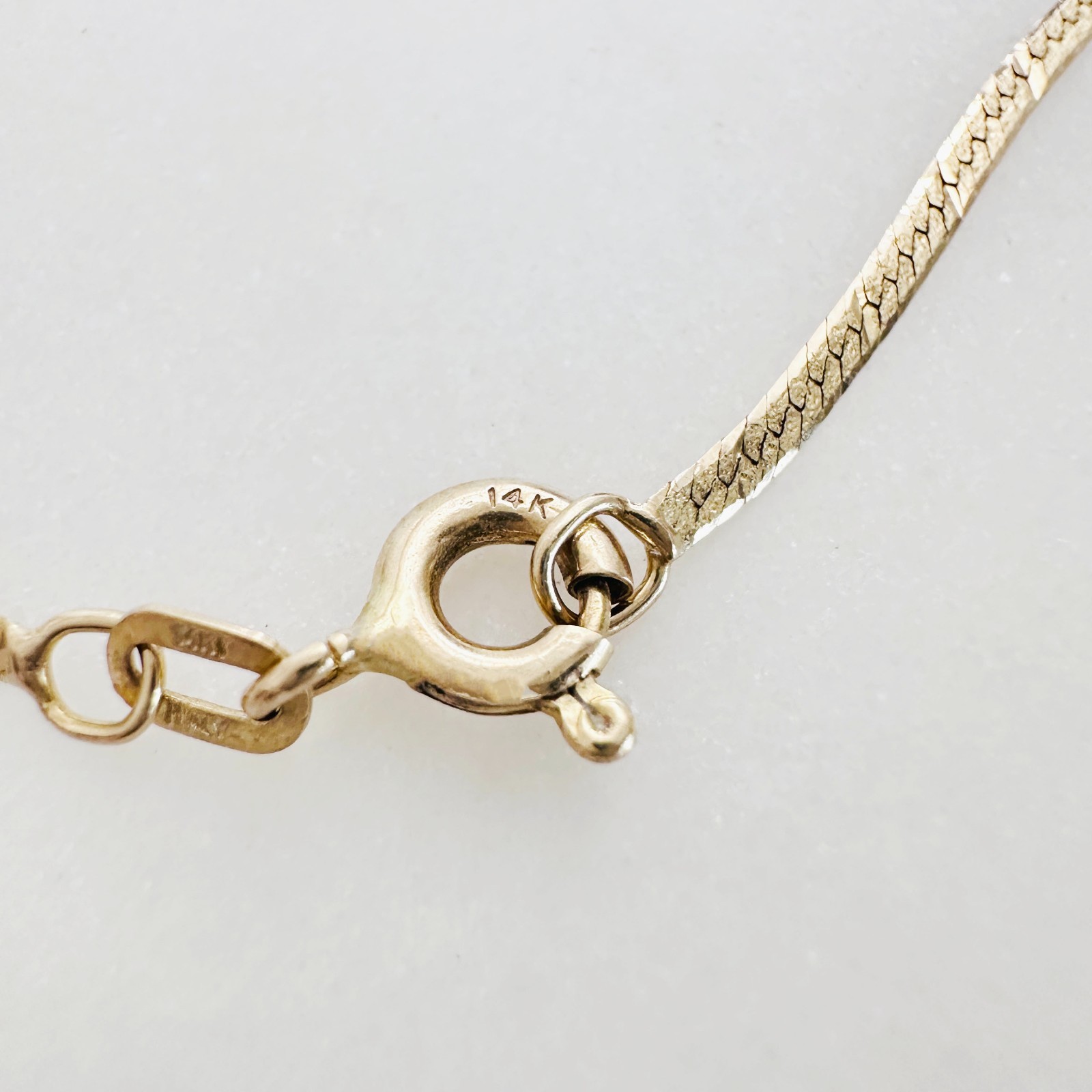 Solid 14K Yellow Gold Thin Herringbone Link Chain Bracelet, 1.3mm, 7 1/8″, .8g