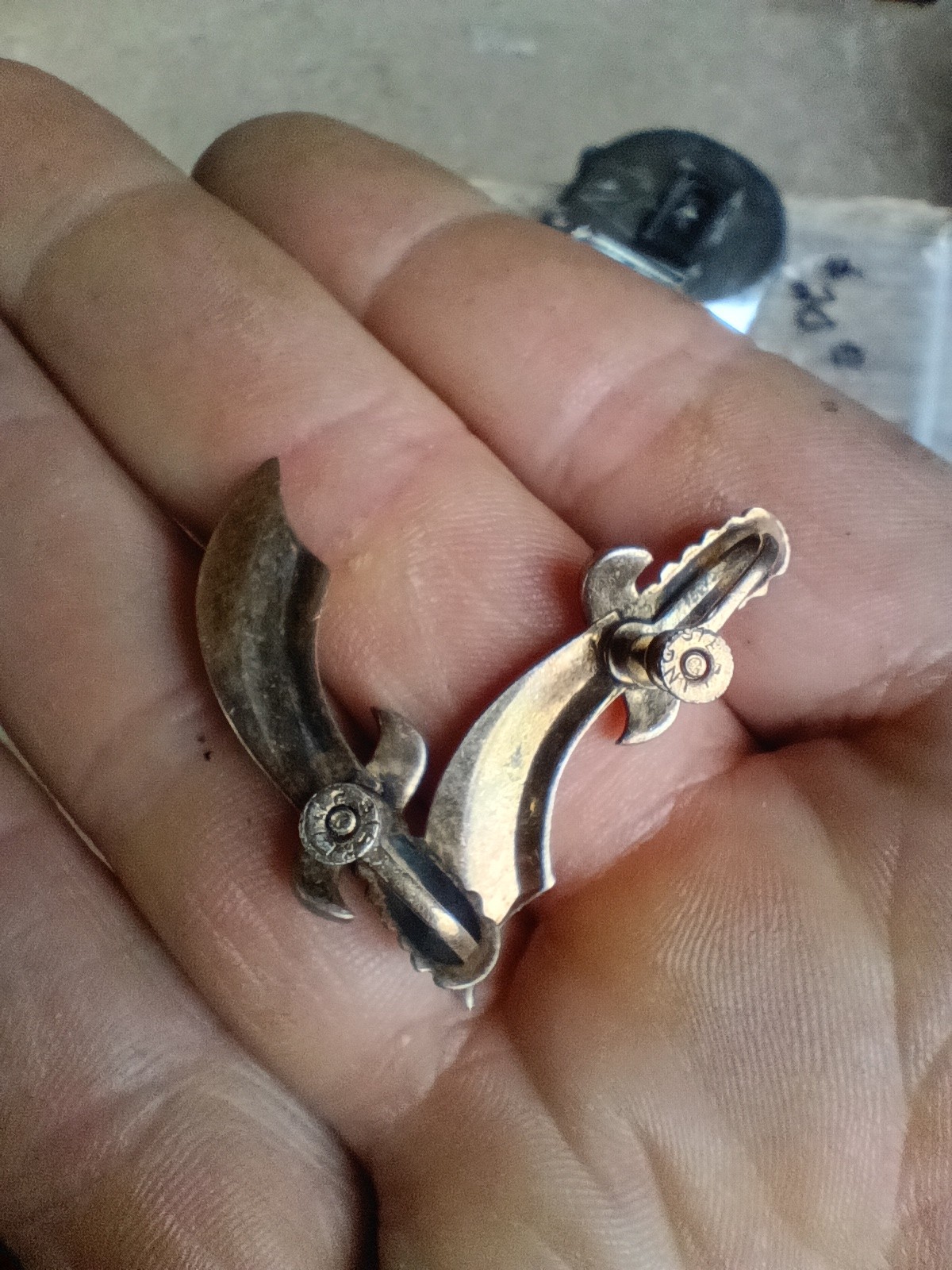 Vintage Sterling Silver Sword Screw Back Earrings 7.36 Grams