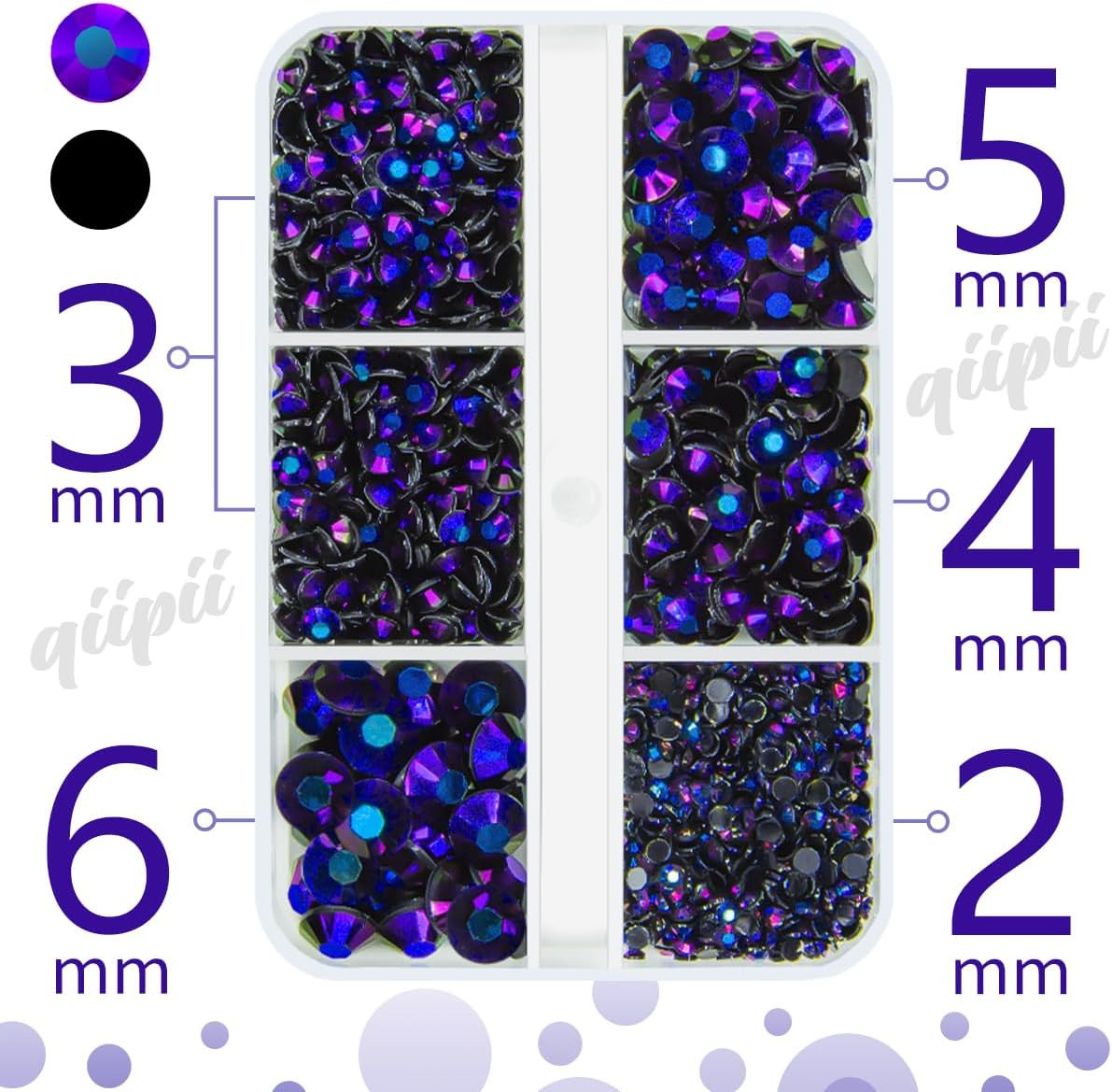 Black Violet AB Resin Rhinestones for Bedazzling Crafting 2Mm 3Mm 4Mm 5Mm 6Mm Fl