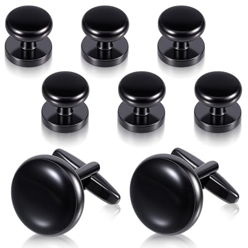 8 Pcs Men’s Tuxedo Studs and Cufflinks Classic Men’s Cufflinks Stainless Steel