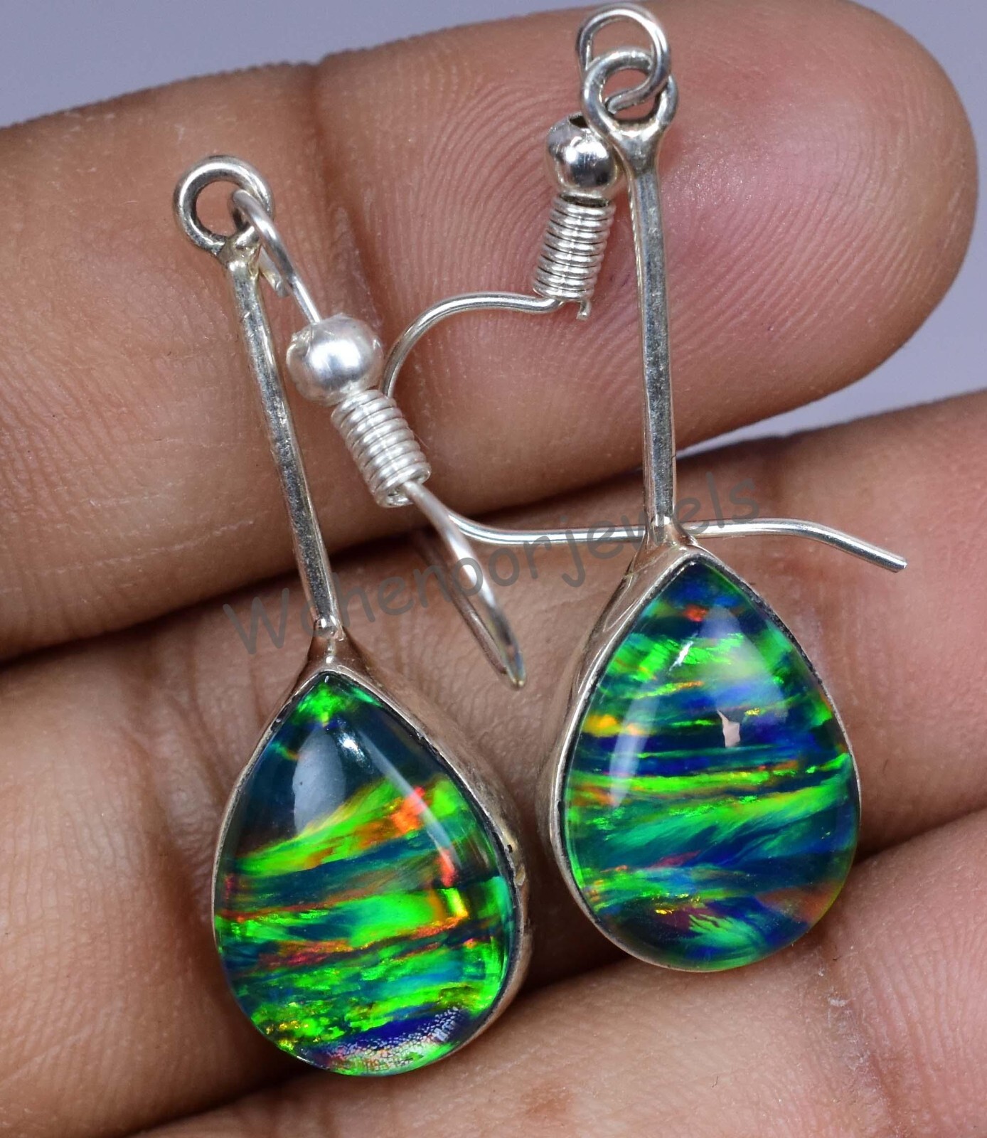 22.75 Ct Fire Opal Pear 925 Sterling Silver Beautiful Earring For Her Certified