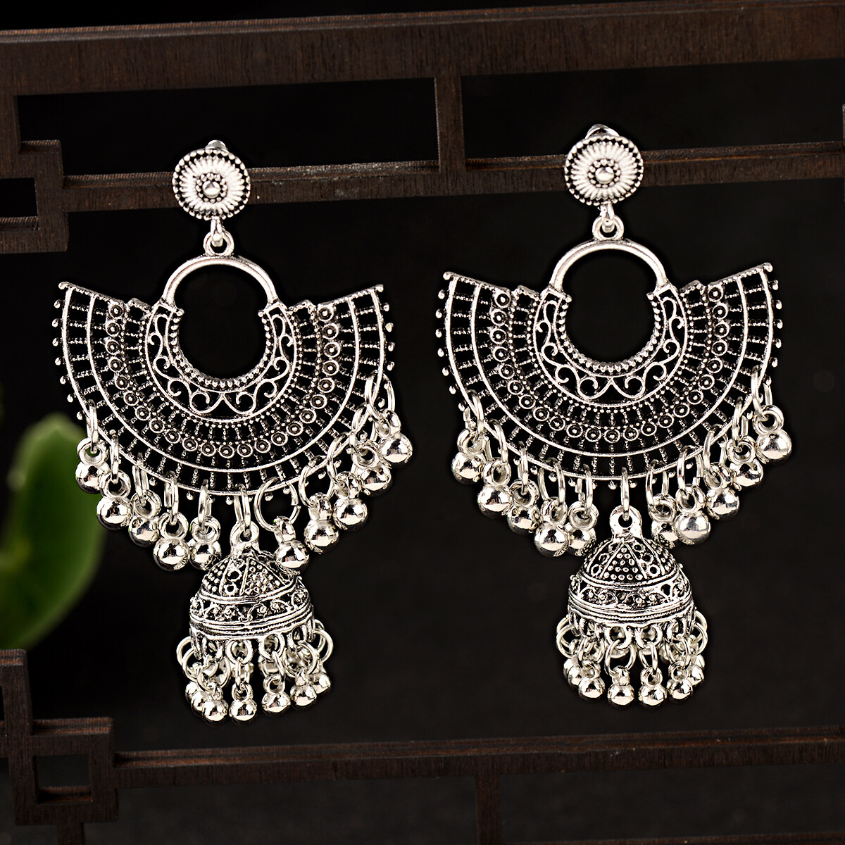 Women Girl India jhumki Gold Silver Bead Earrings Ornament Southeast Asia Style