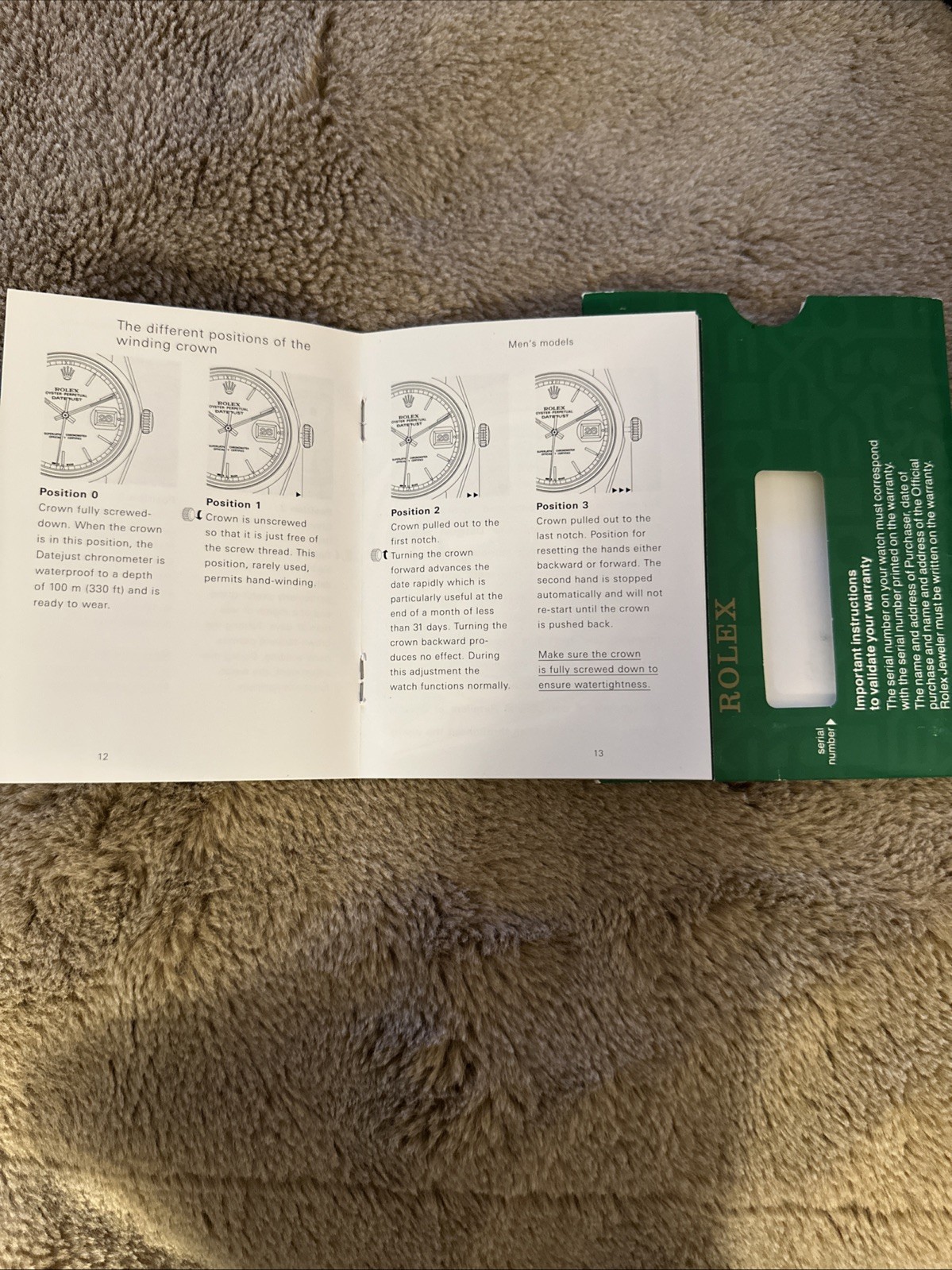Rolex Datejust Factory Instruction Manual / User Booklet/Rolex Cloth