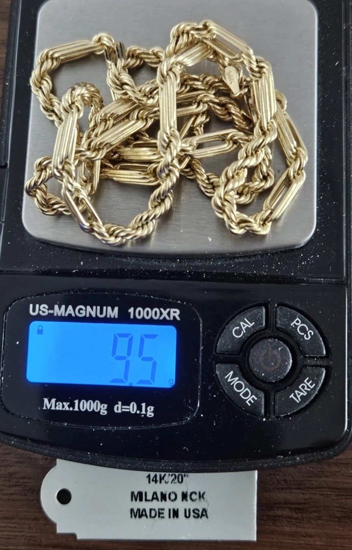 14k yellow gold Figarope Chain Link necklace With Tag. 9.5g Unworn Tested