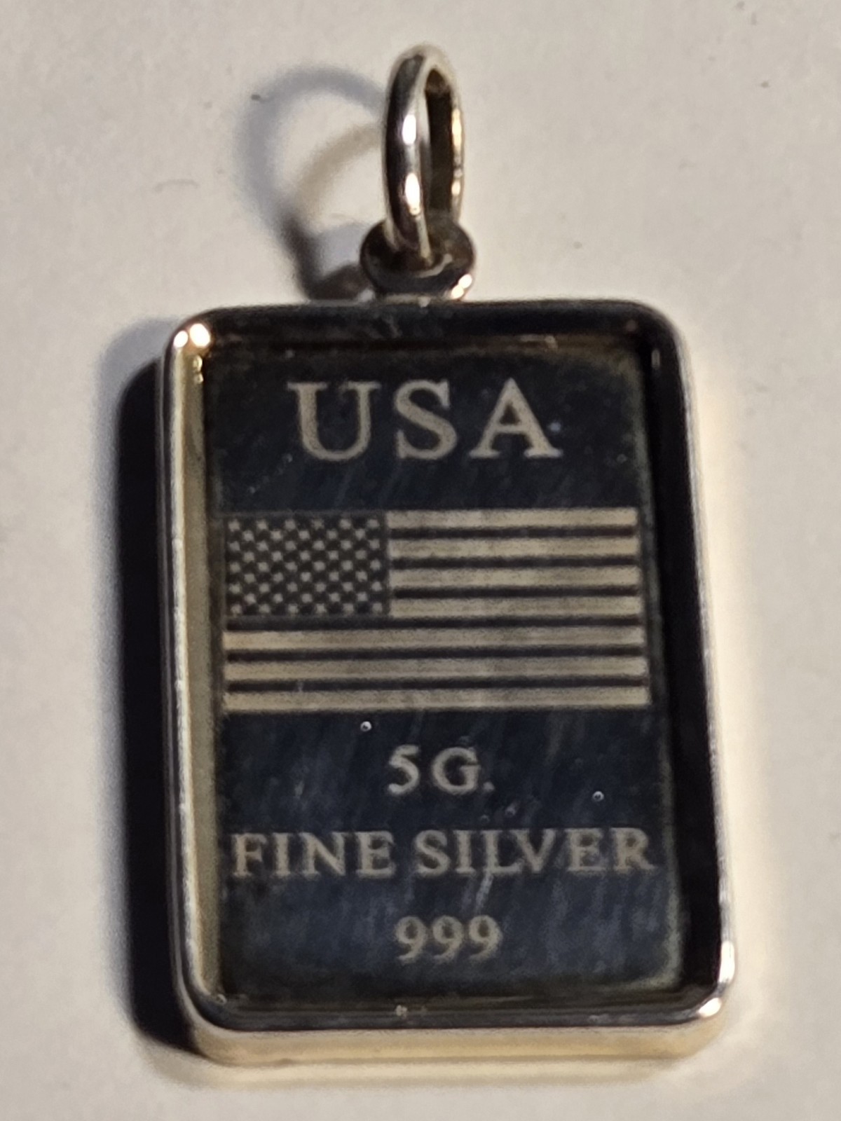 UNOAERRE USA FLAG 5g Fine Silver .999 Rectangle Ingot Pendant