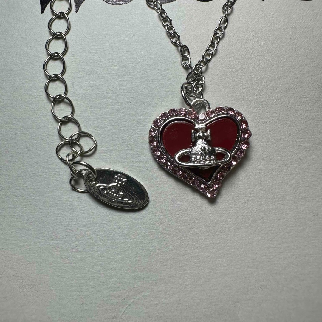 Vivienne Westwood Women’s Accessories Diamante Heart Necklace Red Fashion Art