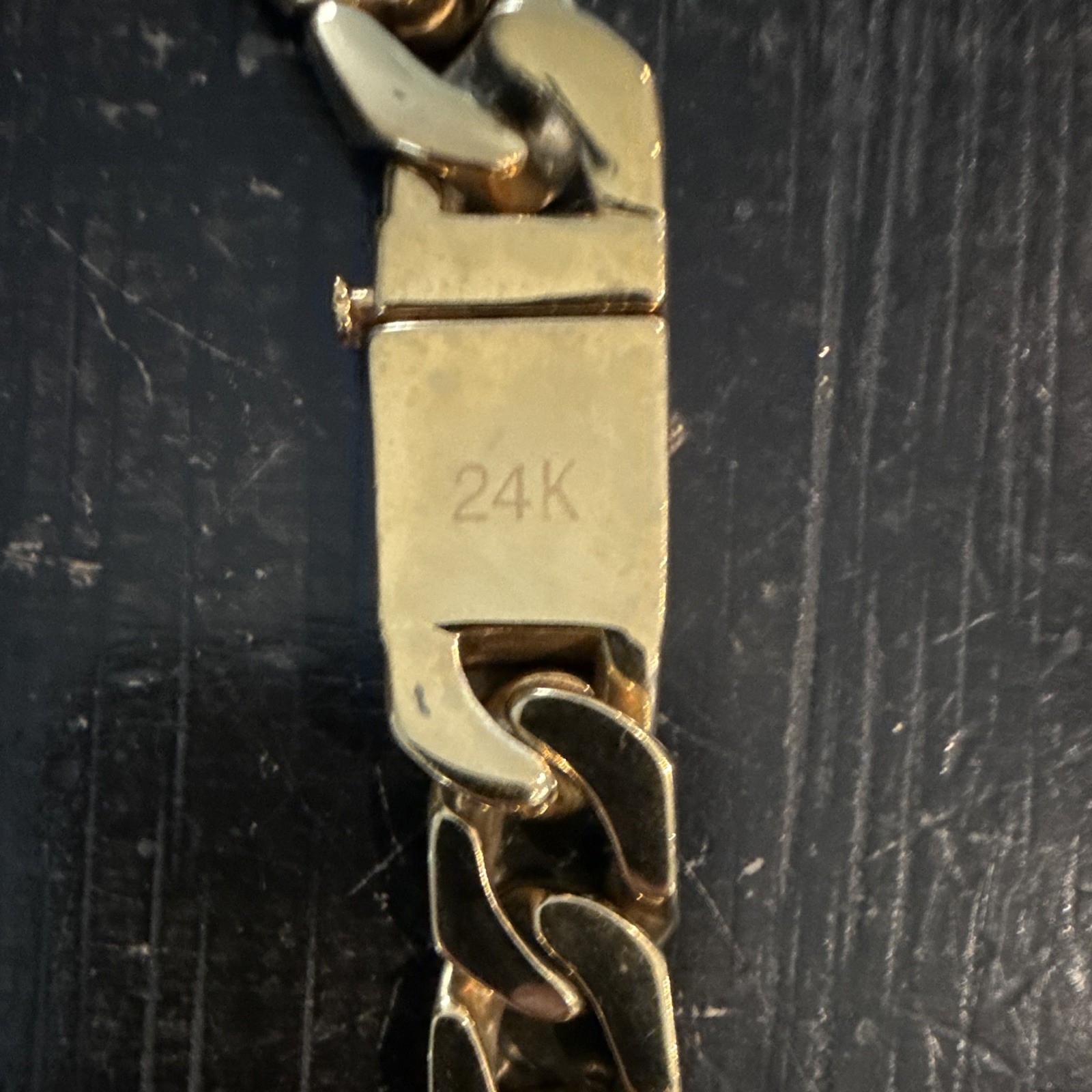 Men’s 24K Gold Cuban Link Chain Bracelet in Gold Color, Box Clasp Closure