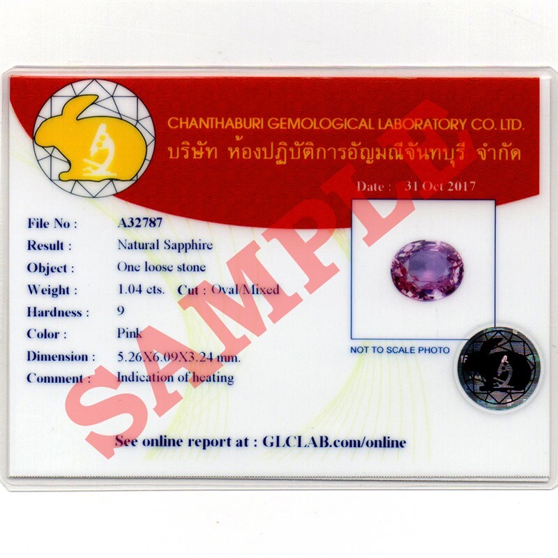 GLC Chanthaburi Gemological Laboratory Brief Report With Photo x1 (Service)