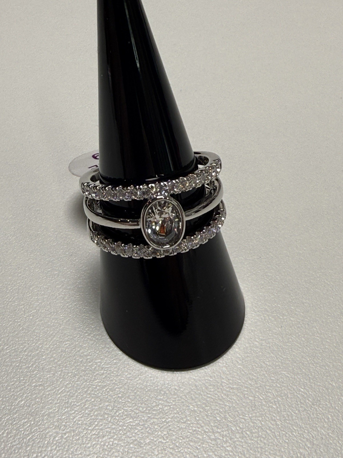 Bomb Party Glimmer of Sparkle Rhodium Plated CZ Cocktail Ring 9 RG74500