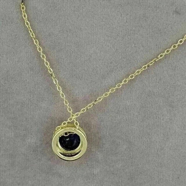 2Ct Round Cut Lab Created Blue Sapphire Wedding 14K Yellow Gold Plated Pendant