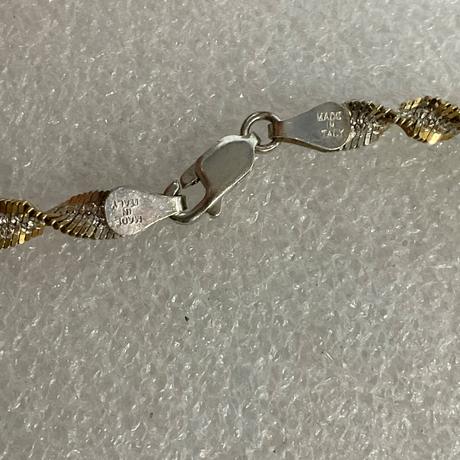 28in 925 Silver Two Tone Twisted Chain Necklace Italy 18.95g