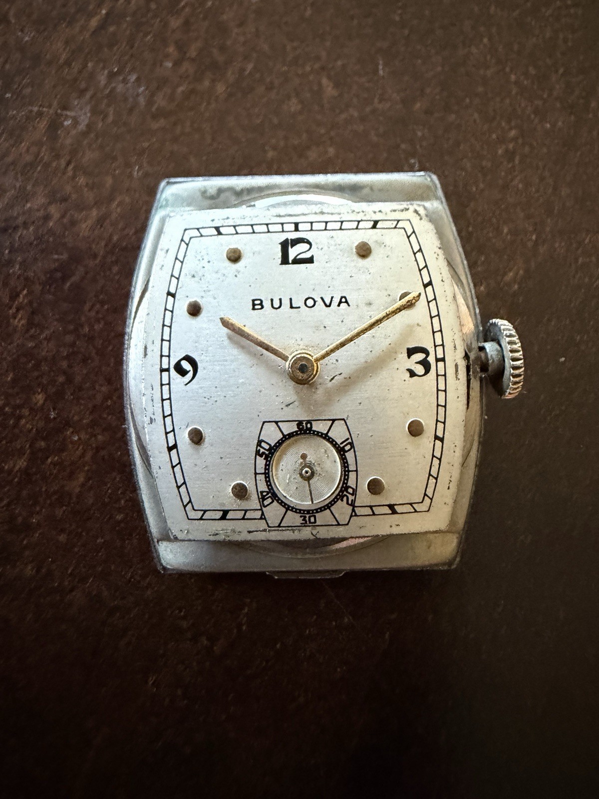 Vintage Bulova Art Deco Tank Manual Wind 10BC Original Dial Sub Seconds Running