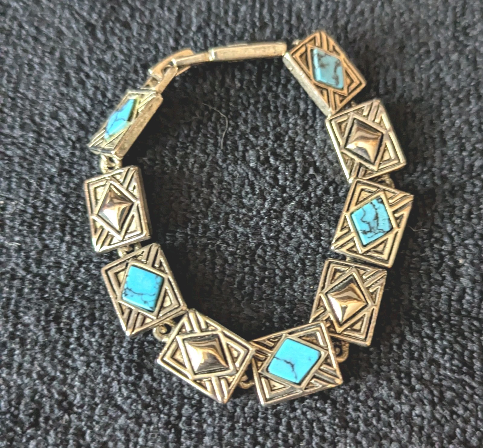 Vintage Silver Tone And Turquoise bracelet. 7 Inches. Not Stamped Silver Or 925