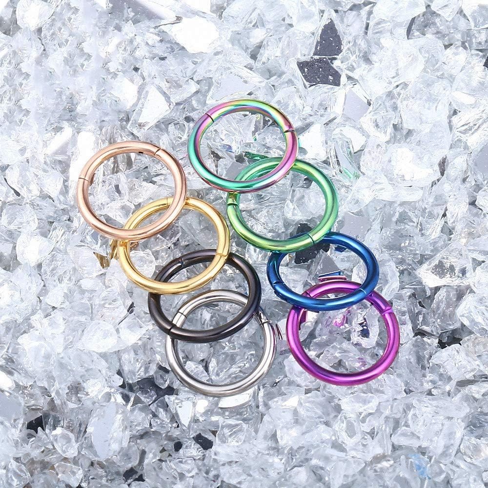 Elegant 316L Surgical Steel Clicker Hoop Nose Ring – 9mm, Multi-Color Options