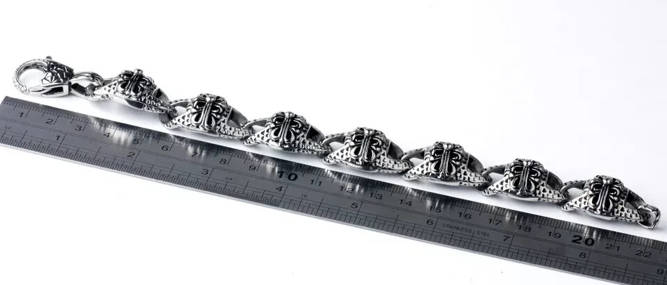 Men’s Heavy Sturdy Chain Bracelet Motorcycle Biker Wristband Stainless Steel USA