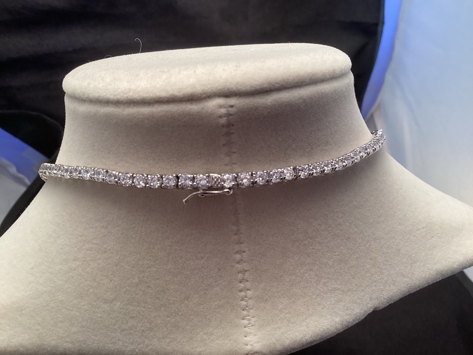 Fuzion Creations 925 Sterling White Quartz Tennis 3-8mm Graduated Necklace 18”