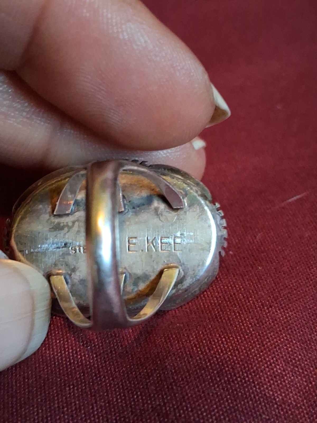 Vintage Sterling Native American Silver Ring 2 Stone Leaf Ring Sterling 4.5