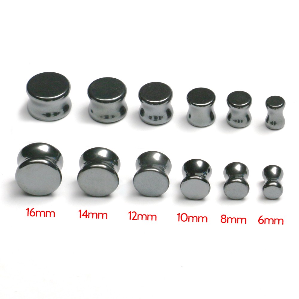 PAIR Organic Stone Ear Flesh Tunnels Plugs Ear Gauges Saddle Double Flare Gauge