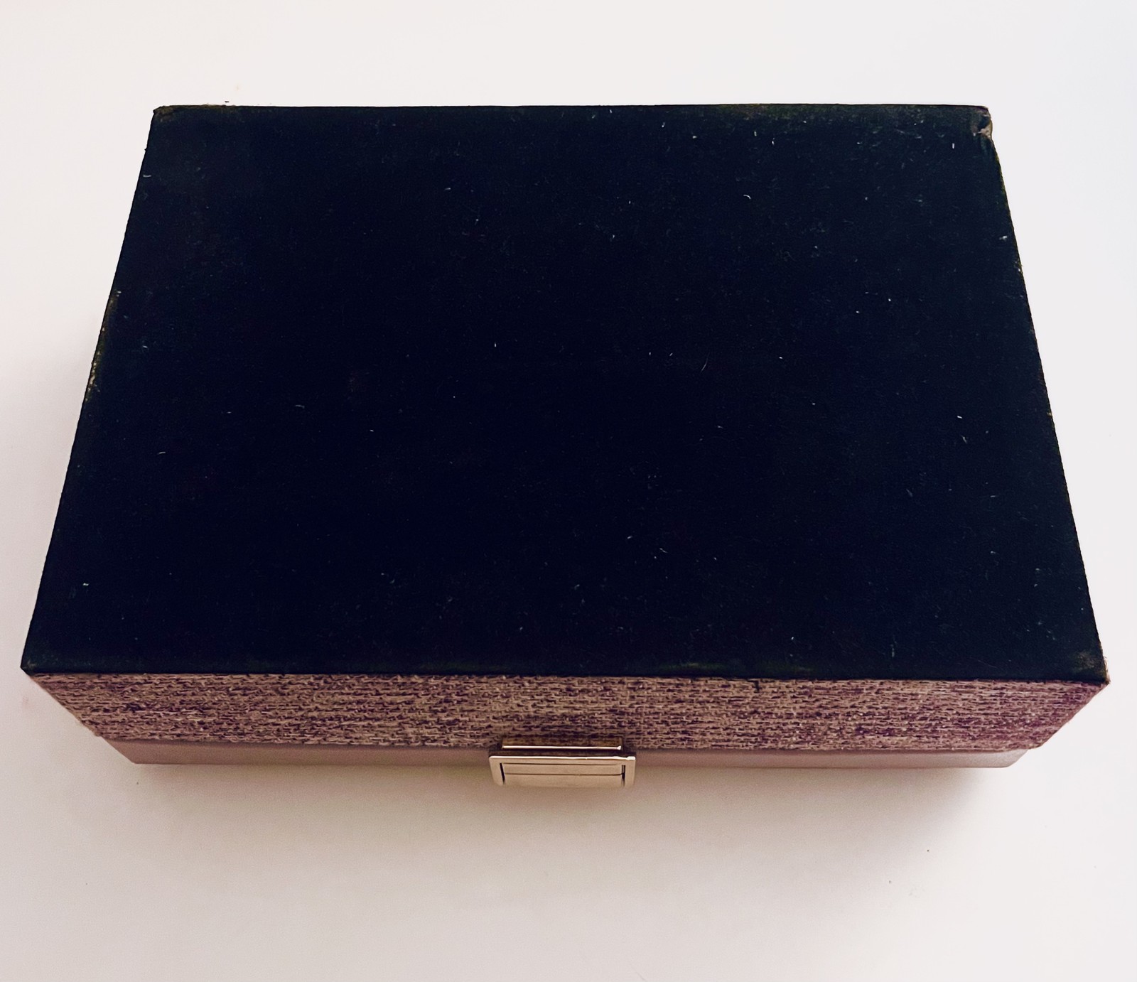 Jewelry Box – 1950’s Style Lavender Faux Leather & Fabric Keepsake 10”x7.5”