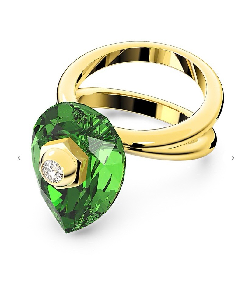 Swarovski Numina Ring Green Pear cut Crystal Gold Tone Plated size 58 new💕❤️