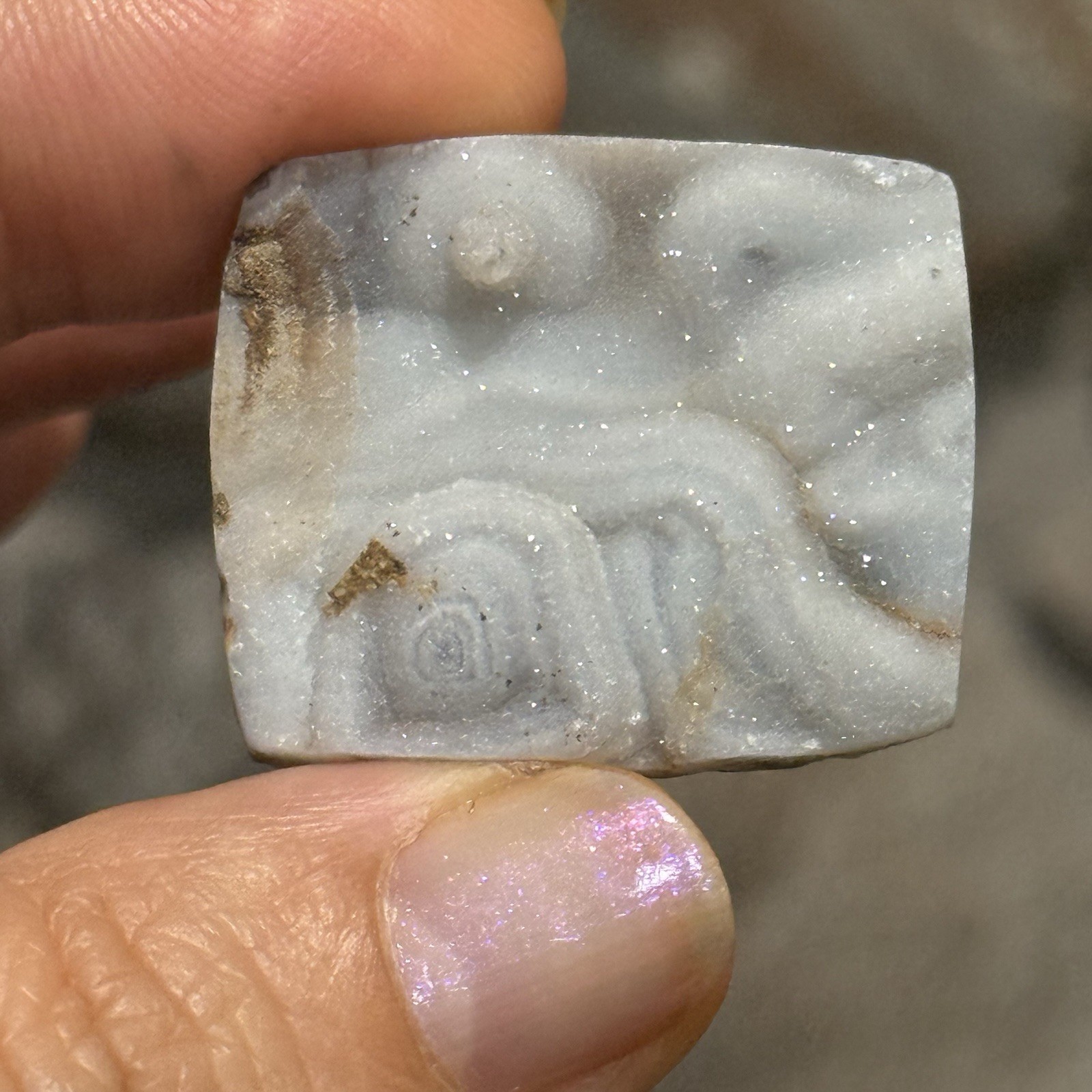 49.5ct 30.5x26x9.7mm Sparkly Desert Rose Chalcedony Cabochon Rectangle Druzy