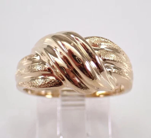 Love Knot Estate Anniversary Band Ring Antique 14K Yellow Gold Plated Silver