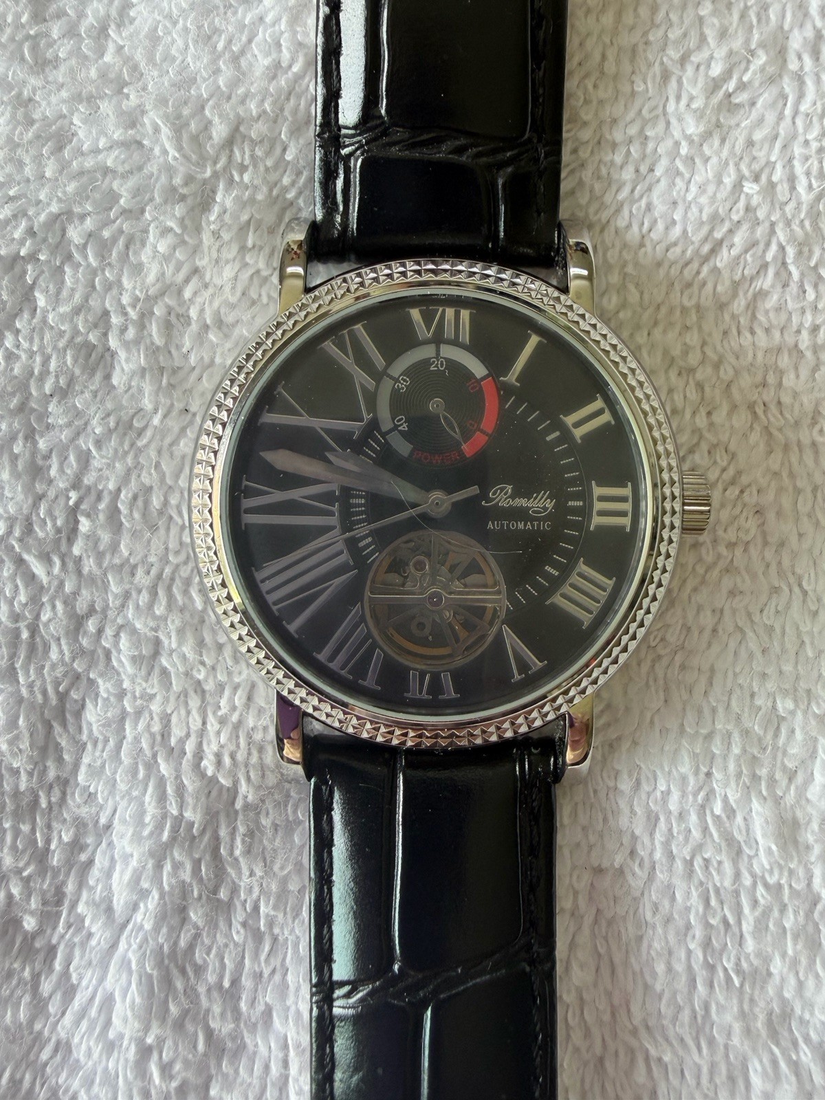Romilly Automatic Watch RM180-498 with Black Leather Band.