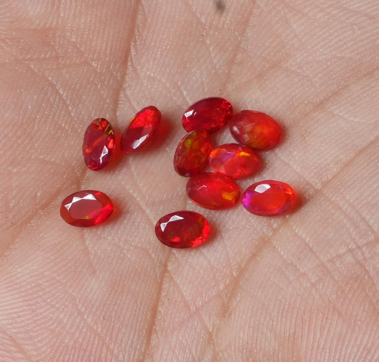 Natural Red Ethopian Opal Oval Faceted Cut 3x5mm To 8x10mm Loose Gemstone