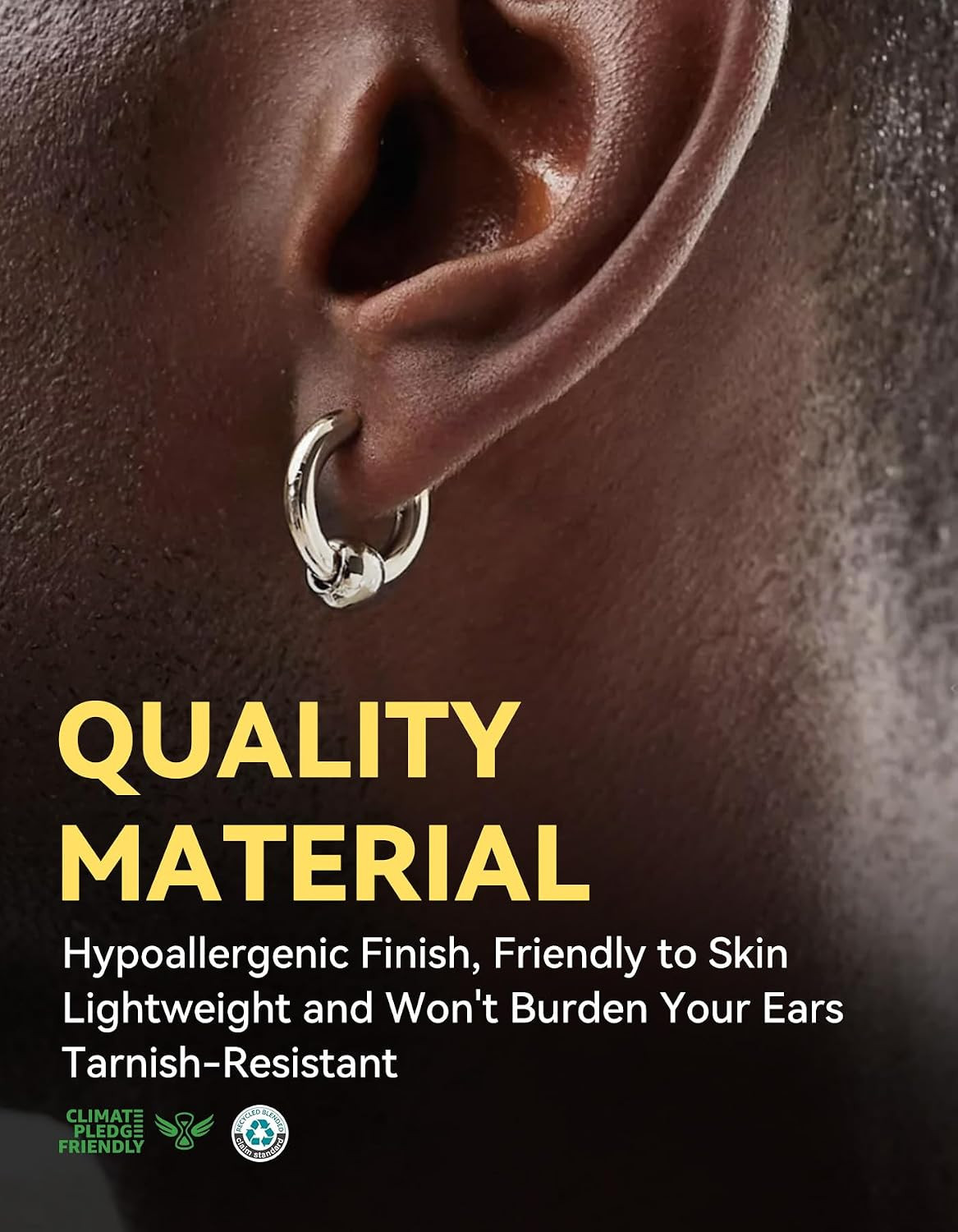 Stud Earrings for Men Women,316L Stainless Steel/14K Gold/Black Plated Metal, Pu