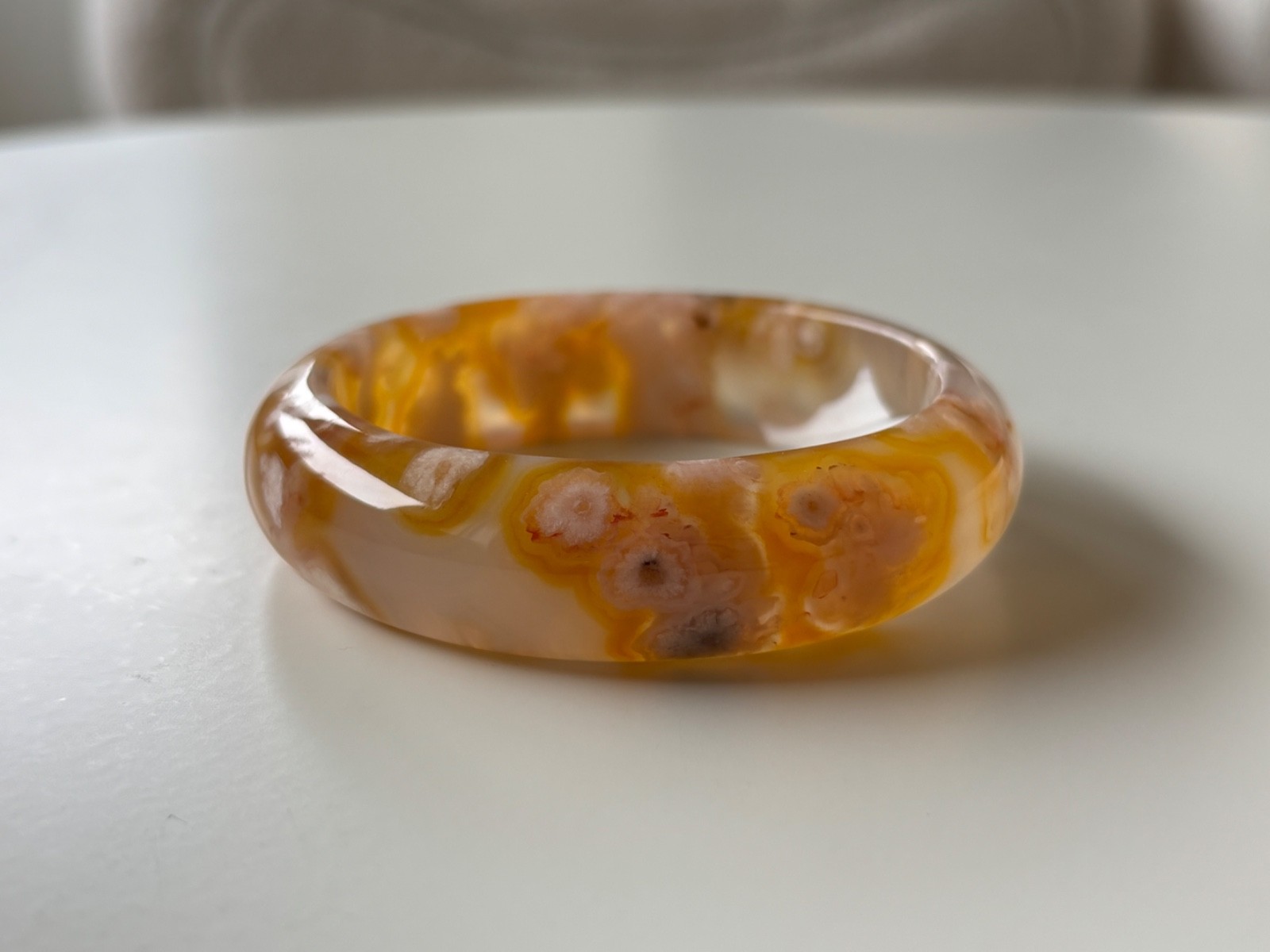 61mm Natural Cherry Blossom Agate Bangle Sakura Flower Quartz