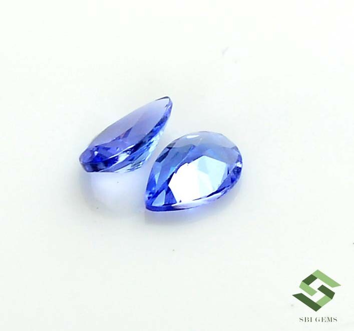 6×4 mm Certified Natural Tanzanite Pear Excellent Cut Pair 0.82 Cts Loose Gems