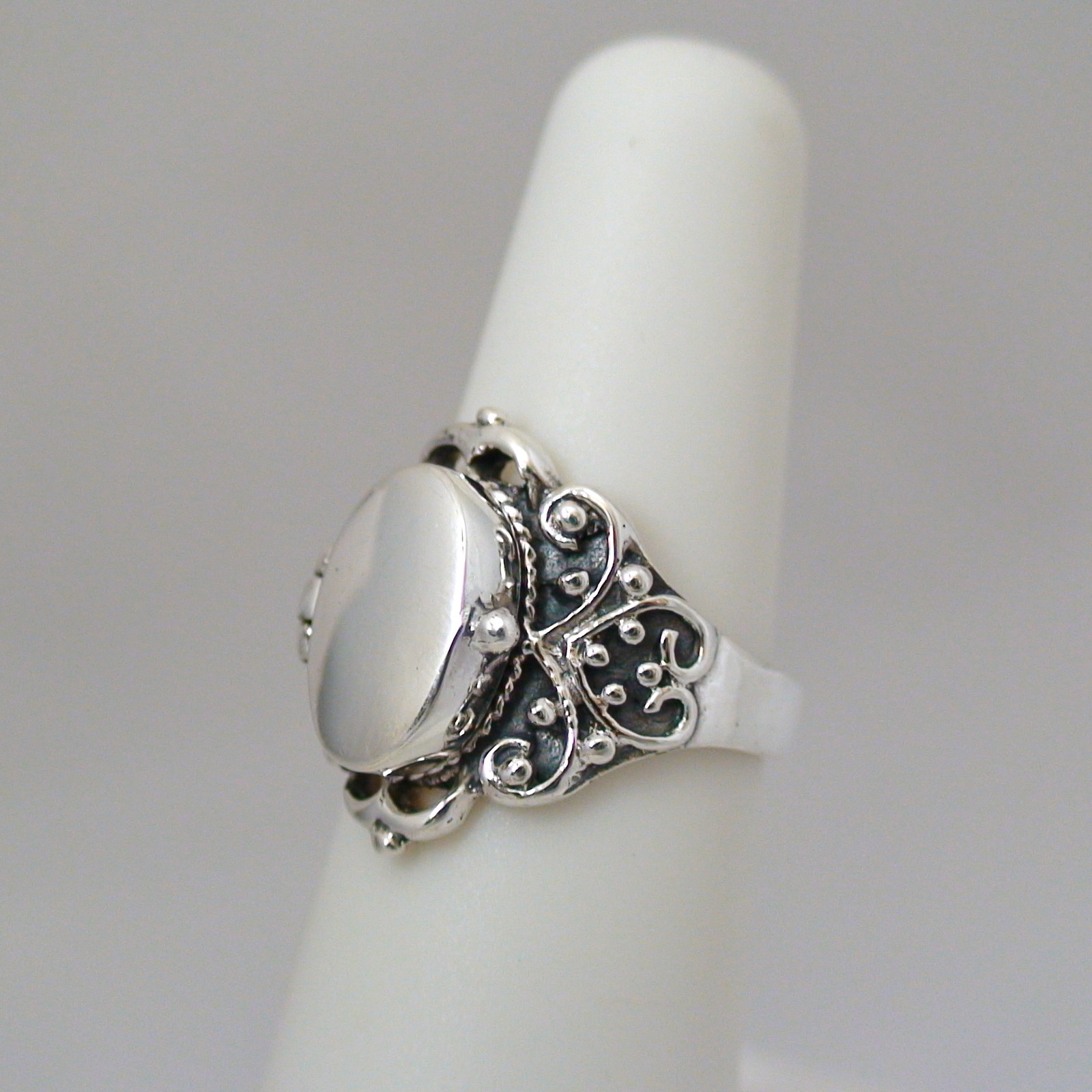 Victorian Scroll Poison Ring – 925 Sterling Silver, Sizes 6-10, Pillbox Ring NEW