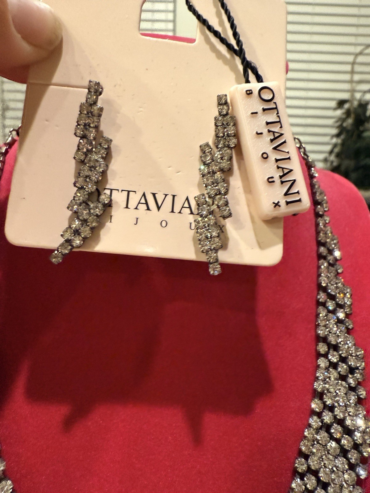 Ottaviani Bijou NEW Necklace &Earrings Set Fancy Upscale Swarovski Made In Italy