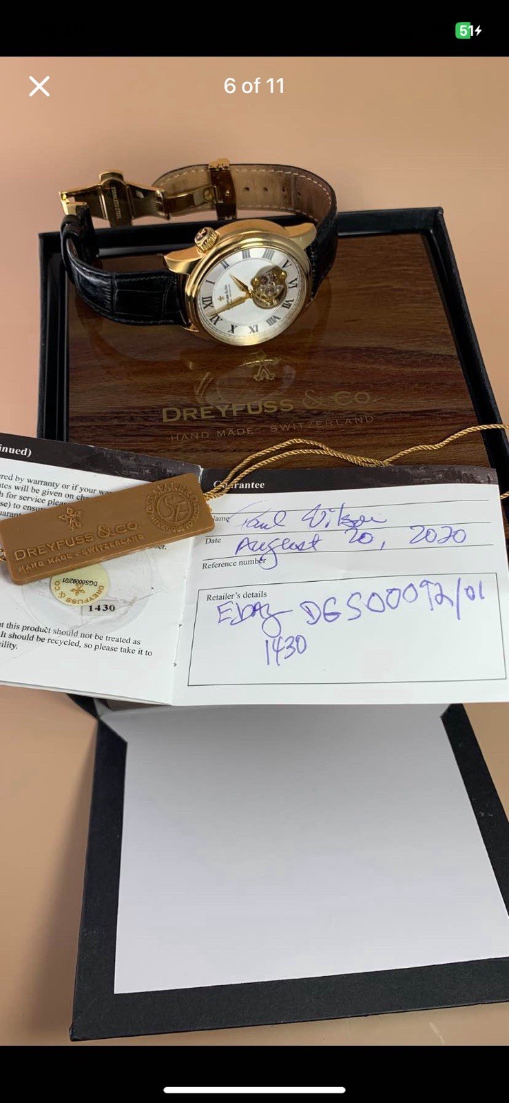 Dreyfuss&Co Seafarer Hand Made Gold Plated Automatic Skeleton Swiss MSRP$1950