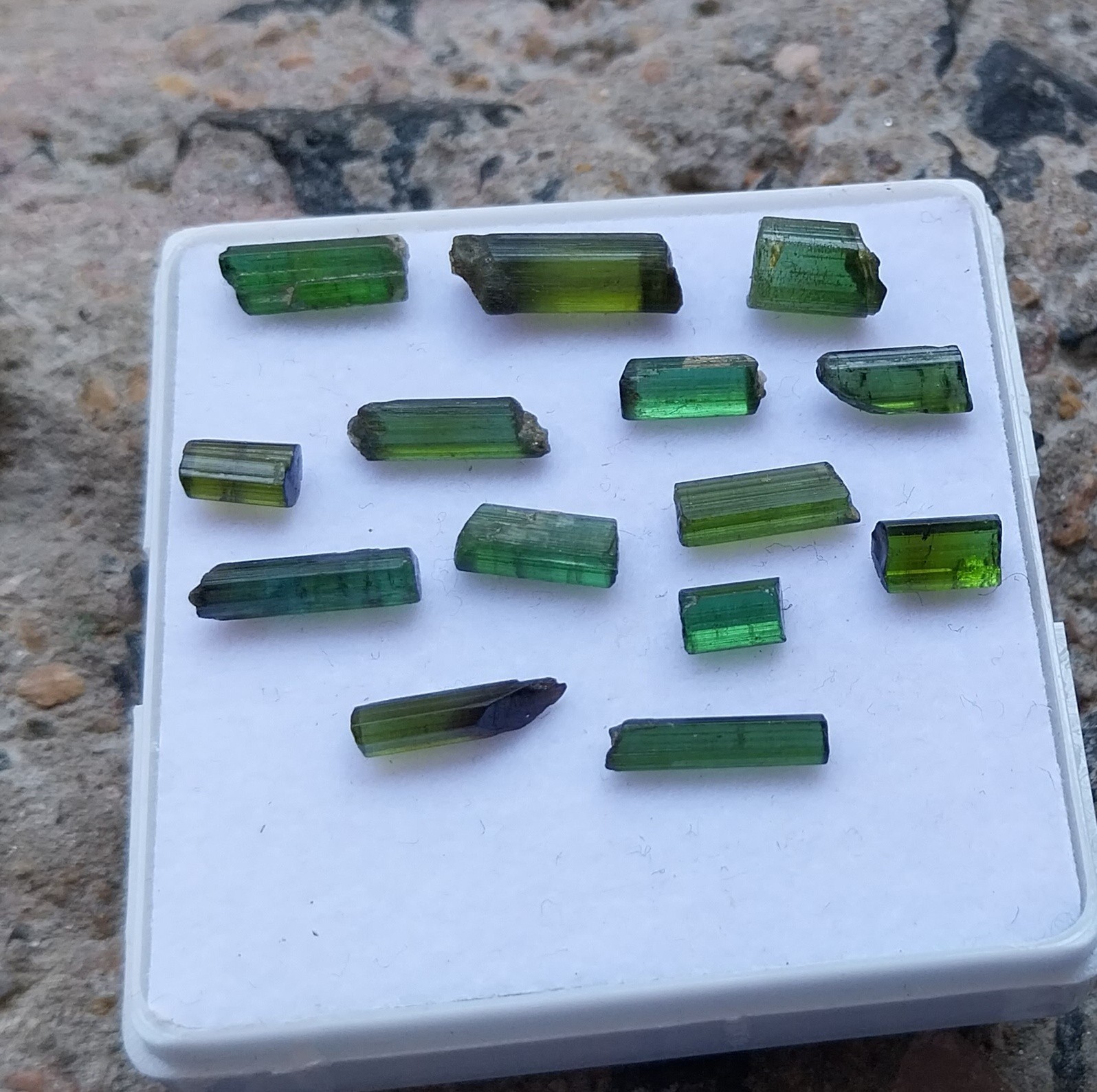 15 Carat 5 to 12 MM Natural Green Color Tourmaline Raw Rough Pencil 14 Piece Lot