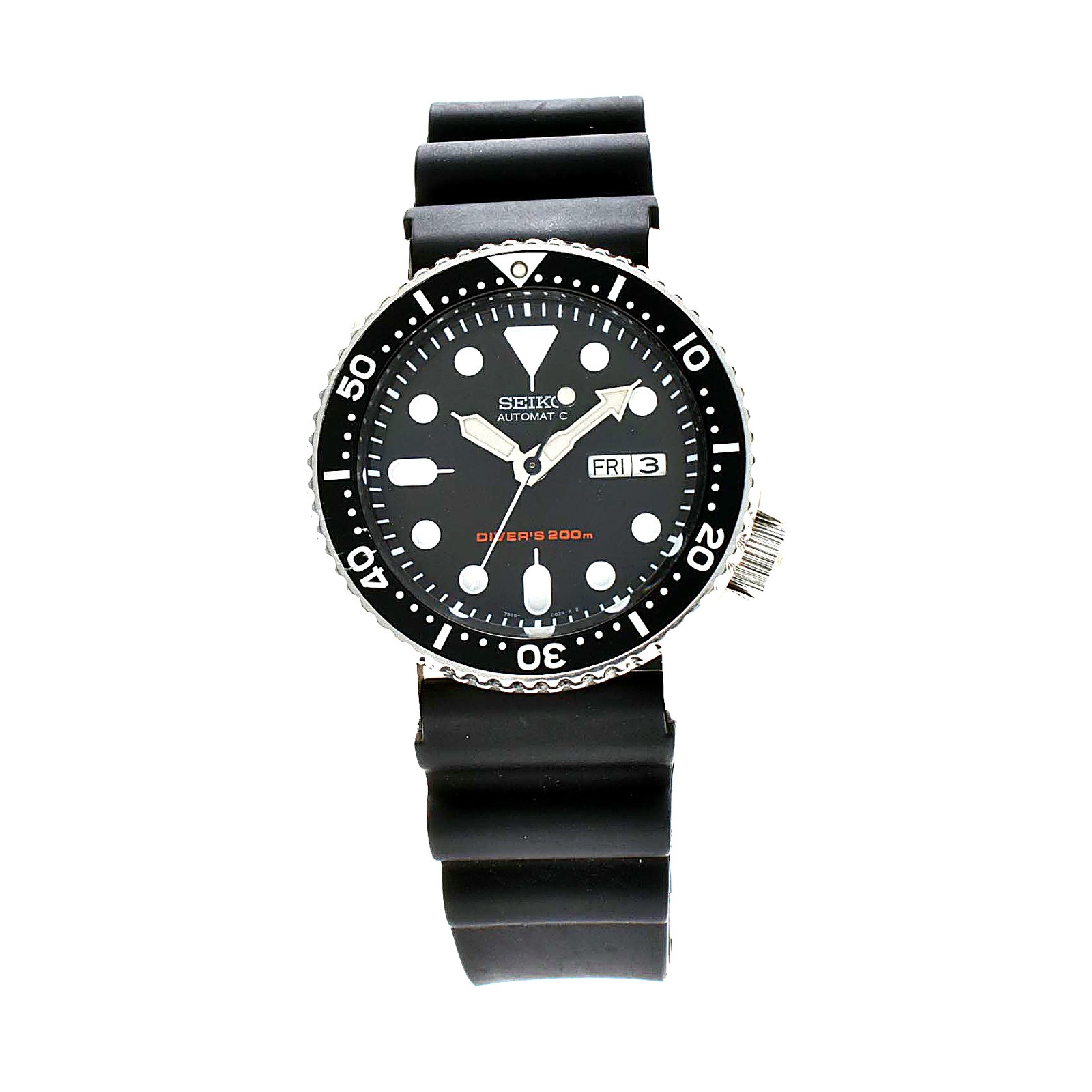 Seiko SKX007J Automatic Scuba Diver 200m Men Stainless Steel Day Date Black
