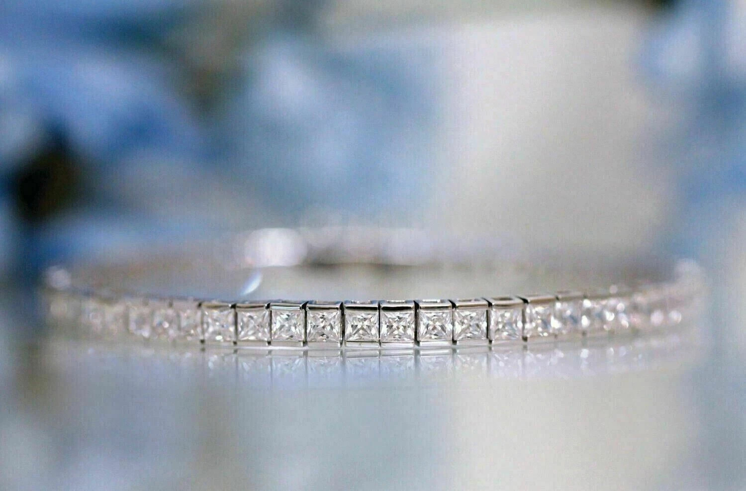 8Ct Princess Lab-Created Diamond Women’s Tennis Bracelet 14K White Gold Plated