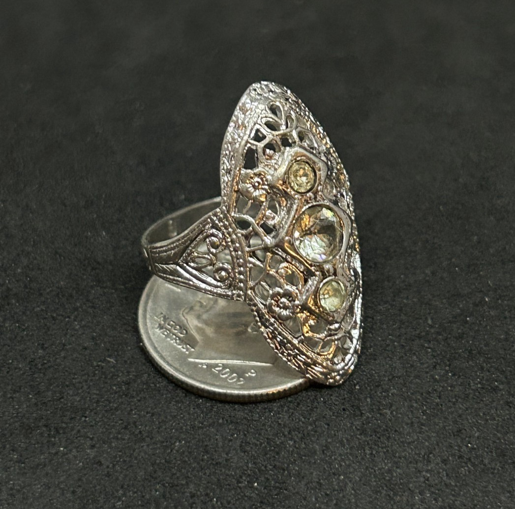 Sterling CZ Vintage Ring 24.7mm Sz 5.5 – 2.18g