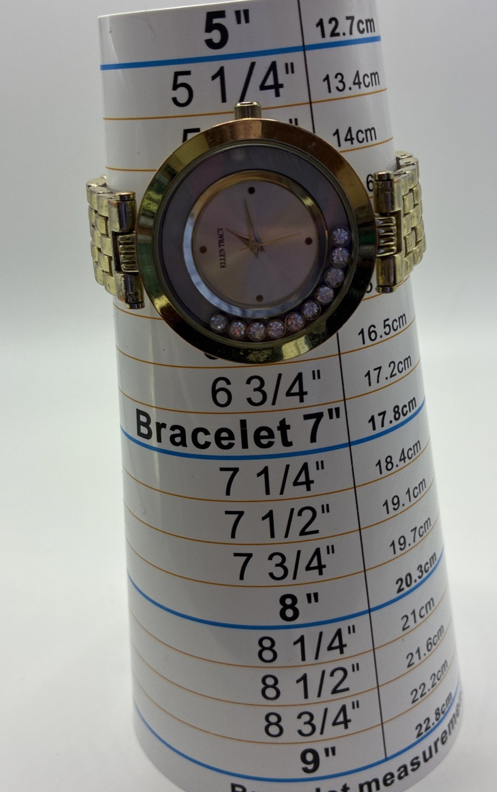 Vintage Watch Ellen Tracy Gold Tone Floating Rhinestone Link Untested Read