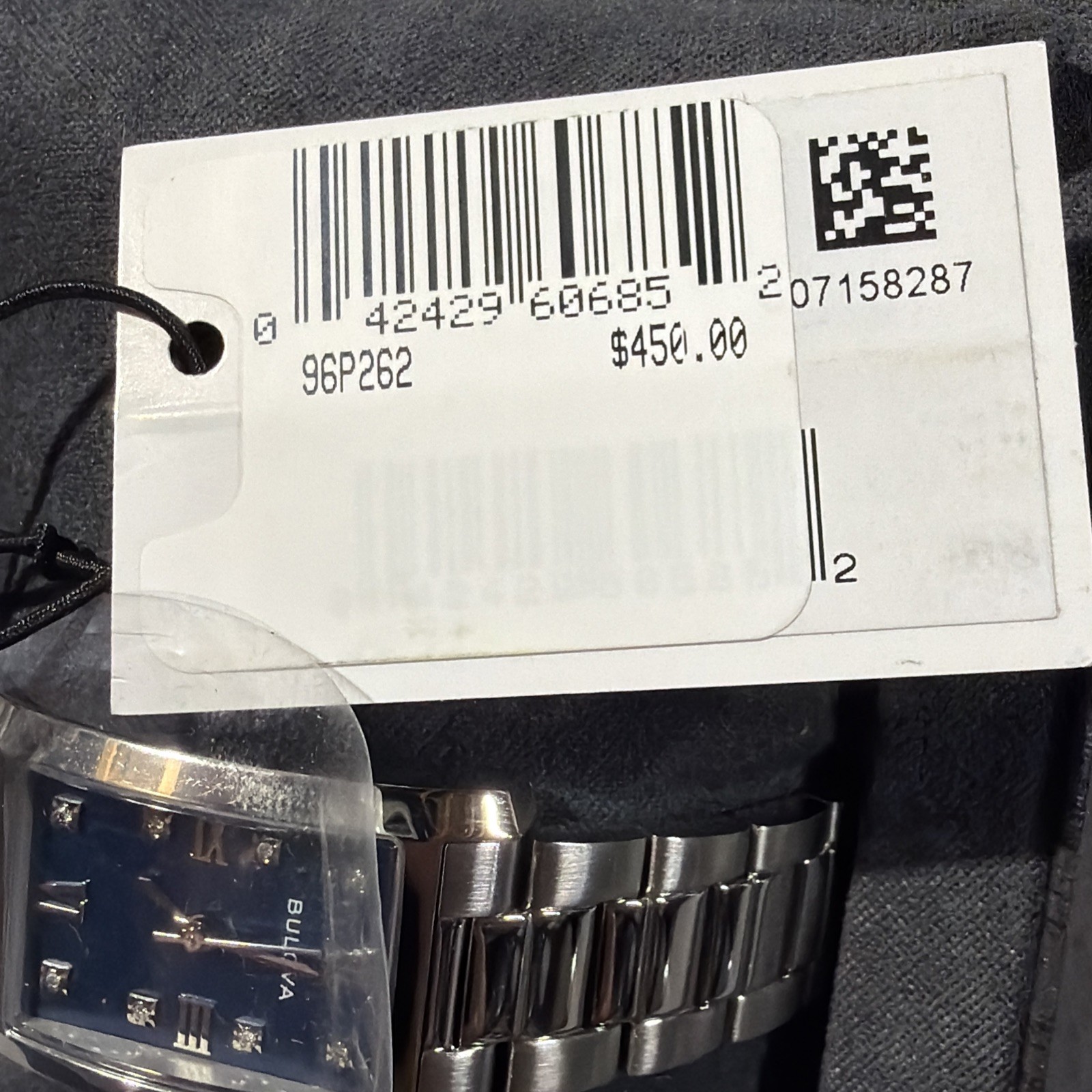 Bulova Classic Blue Abalone Diamond Ladies Tank Watch 96P262 Stainless Quartz